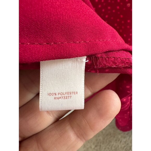 Lauren Conrad Womens Red Blouse‎ Medium 3/4 sleeves pullover polyester polka dot - Picture 4 of 7